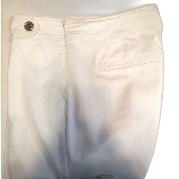 Ann Taylor White Semi-Stretch Side Zip Pockets Seamed Leg Slacks Size 8 - Picture 6 of 7